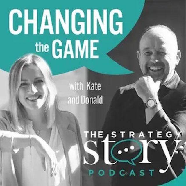 Image of Donald and Kate and StrategyStory podcast logo